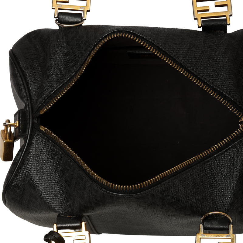 Pre loved fendi black small bauletto boston bag price