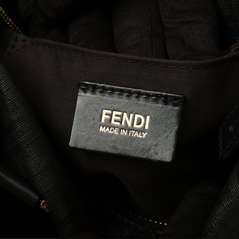 Pre loved fendi black small bauletto boston bag sale