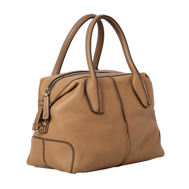 Camel Leather D-Styling Small Bauletto Tote Bag