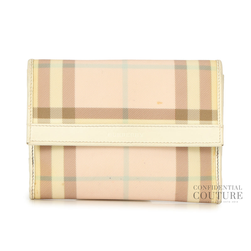 Burberry Check Plaid Print Multicolor Compact Wallet