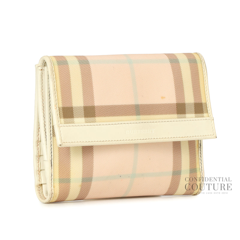 Women burberry check plaid print multicolor compact wallet