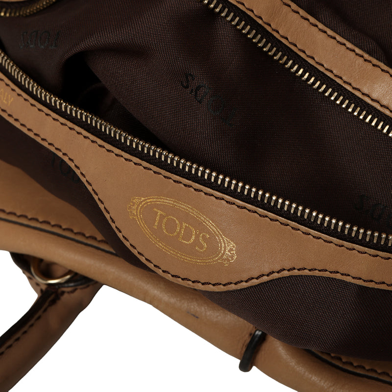 Camel Leather D-Styling Small Bauletto Tote Bag