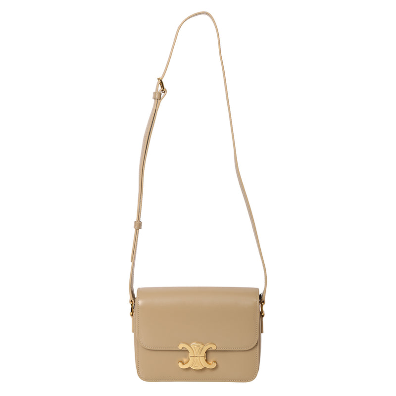 Teen Triomphe Modern Taupe Bag In Shiny Calfskin