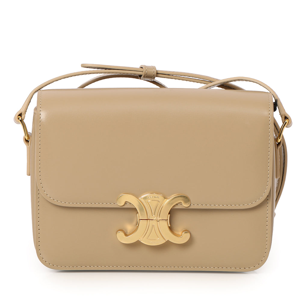 Shop Pre-Loved Celine Teen Triomphe Modern Taupe Bag in Shiny