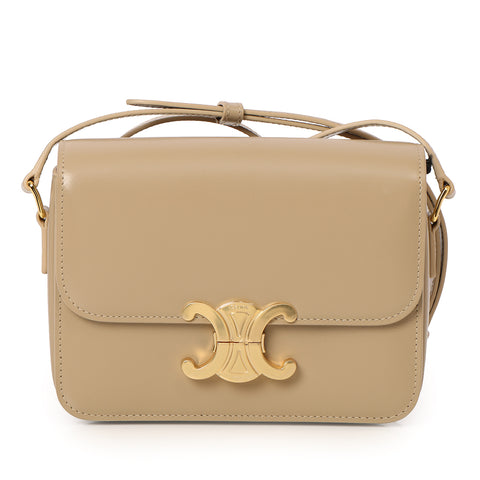 Teen Triomphe Modern Taupe Bag In Shiny Calfskin