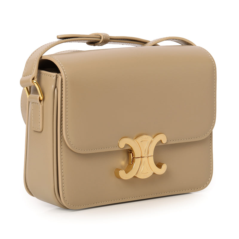 Teen Triomphe Modern Taupe Bag In Shiny Calfskin
