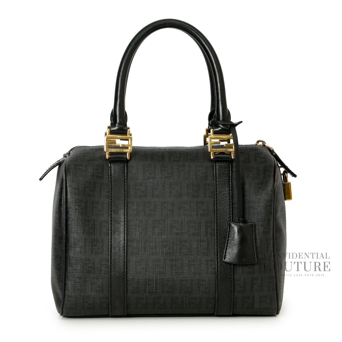 Black Zucchino Spalmati Coated Canvas Forever Bauletto Boston Bag