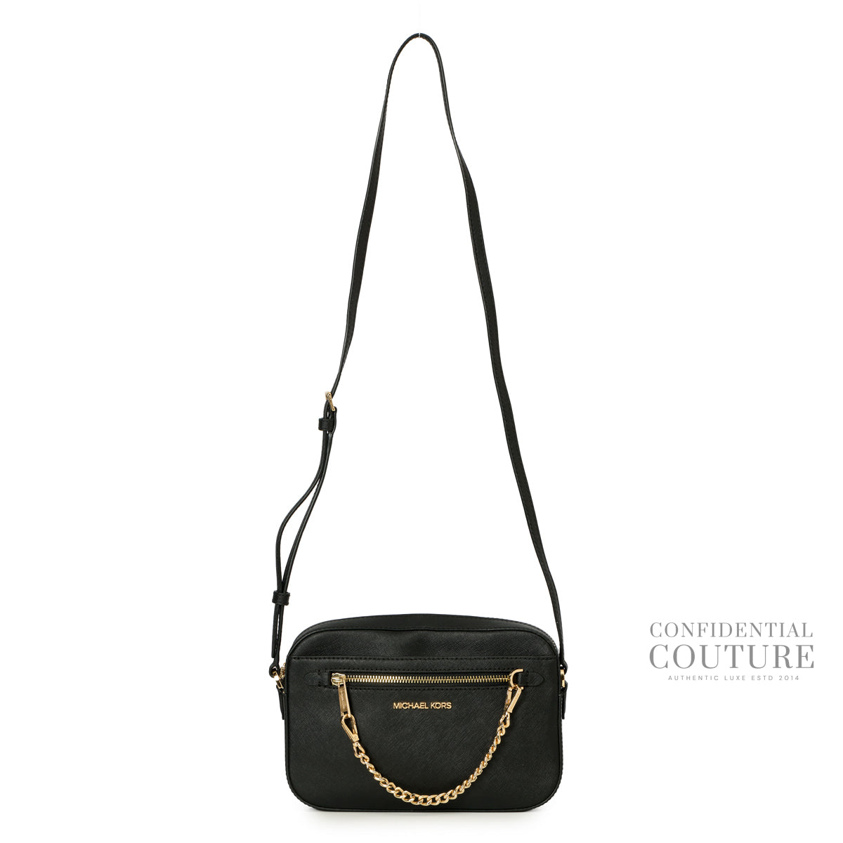 Black Jet Set Large Saffiano Leather Crossbody Bag