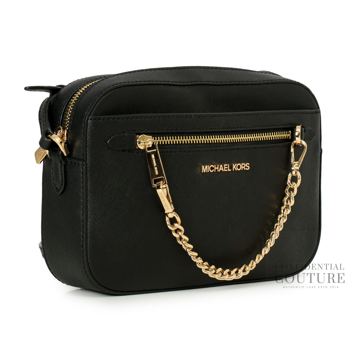 Black Jet Set Large Saffiano Leather Crossbody Bag