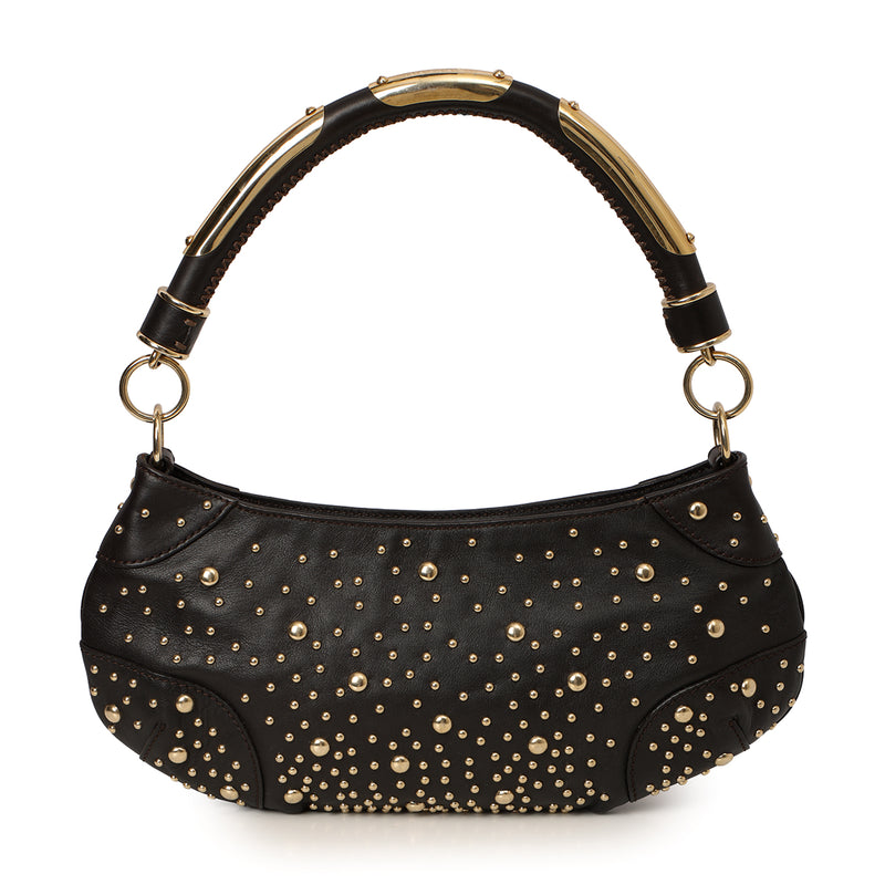 Women pre loved burberry studded cadet black shoulder bag