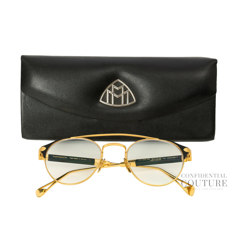 The Wordsmith II 22K Gold Plated Titanium Rim and black Glasses | Powerless Lens