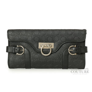 Gancini Black Monogram Shoulder Bag