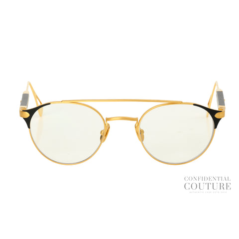 The Wordsmith II 22K Gold Plated Titanium Rim and black Glasses | Powerless Lens
