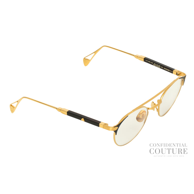 The Wordsmith II 22K Gold Plated Titanium Rim and black Glasses | Powerless Lens