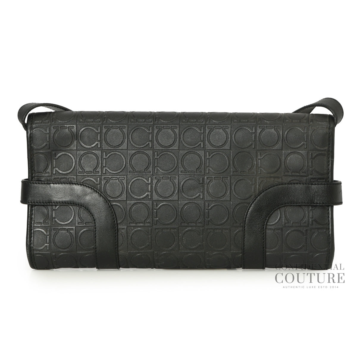 Gancini Black Monogram Shoulder Bag