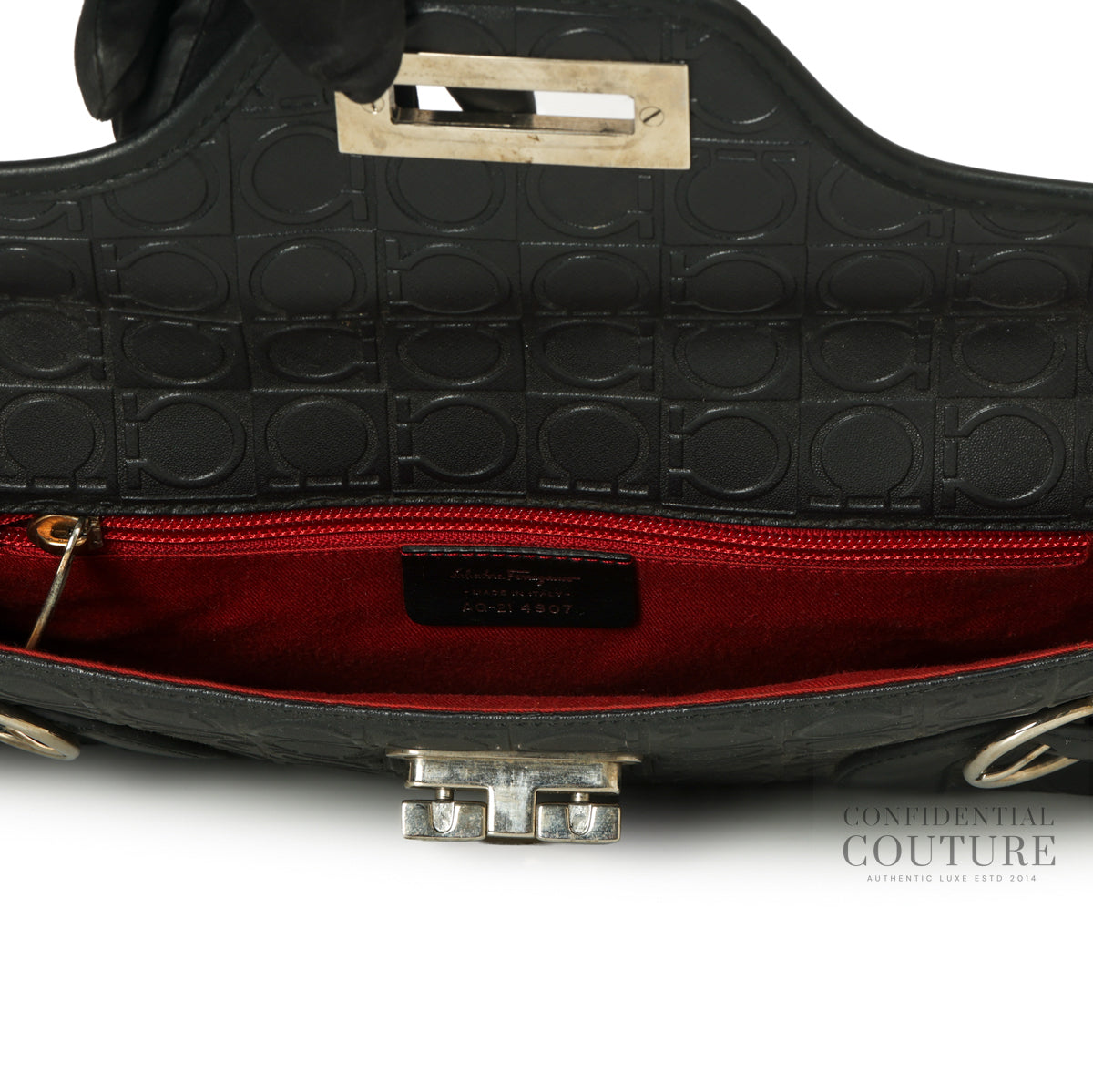 Gancini Black Monogram Shoulder Bag