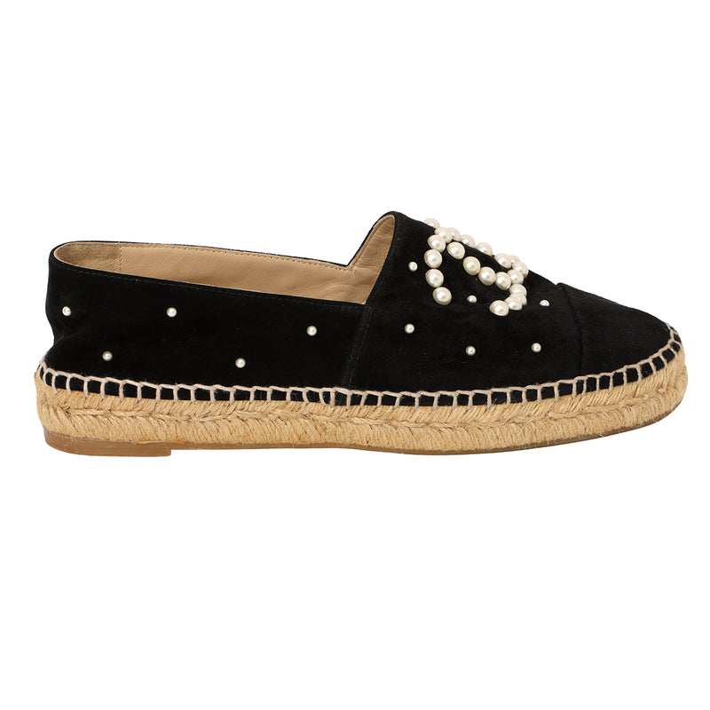 Women pre loved Chanel Espadrilles Black Pearl -Size 40