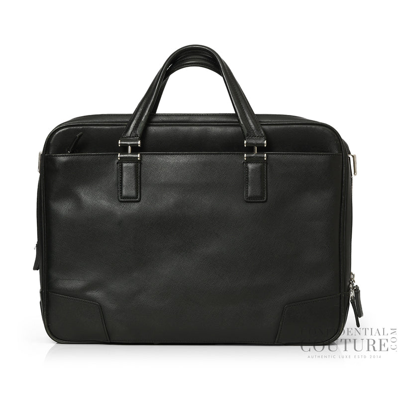Astor Regis Black Leather Briefcase