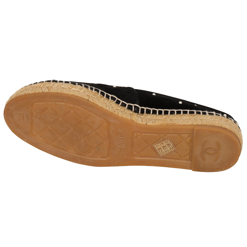 Women chanel espadrilles black pearl size 40