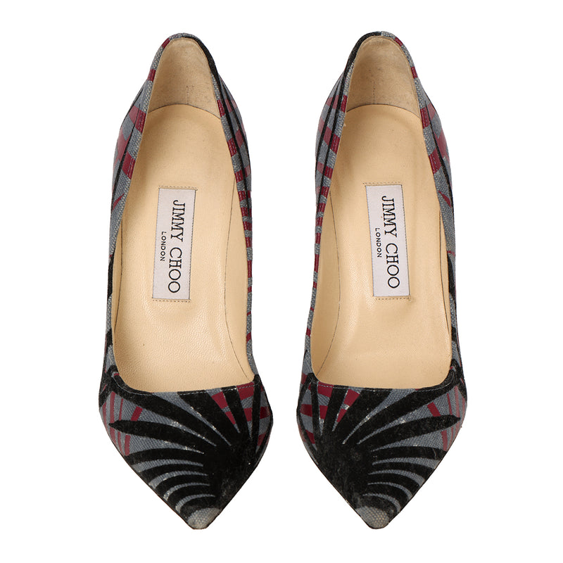 Pre-loved Jimmy Choo Multicolor Canvas Abel Pointed Toe Pumps EU 37, UK 4, US 6.5
