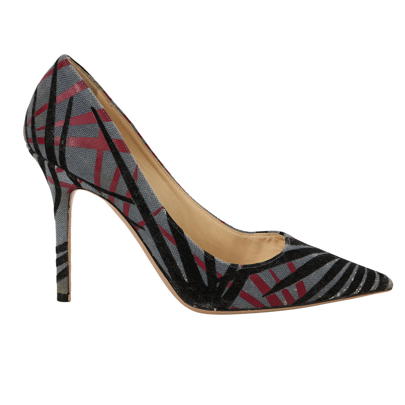Women SJimmy Choo Multicolor Canvas Abel Pointed Toe Pumps EU 37, UK 4, US 6.5