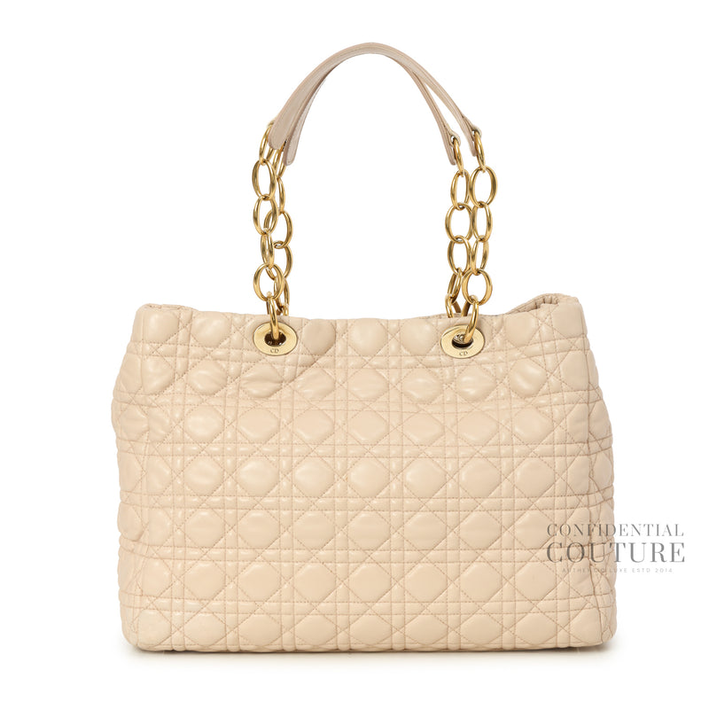 Pink Quilted Leather Medium Dior Soft Shopping Tote Bag
