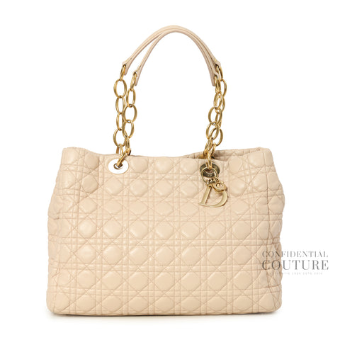 Pink Quilted Leather Medium Dior Soft Shopping Tote Bag