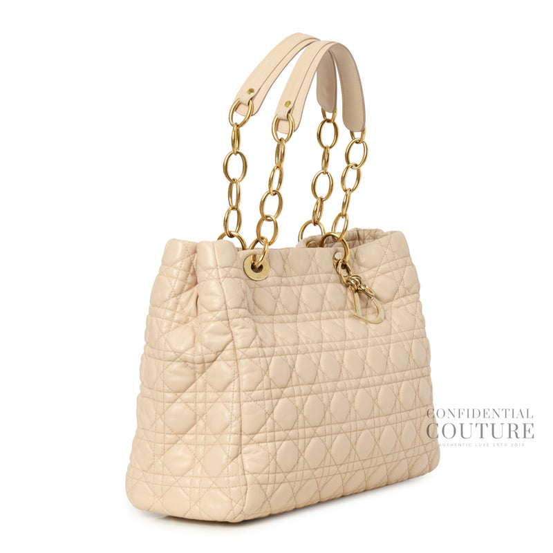 Pink Quilted Leather Medium Dior Soft Shopping Tote Bag