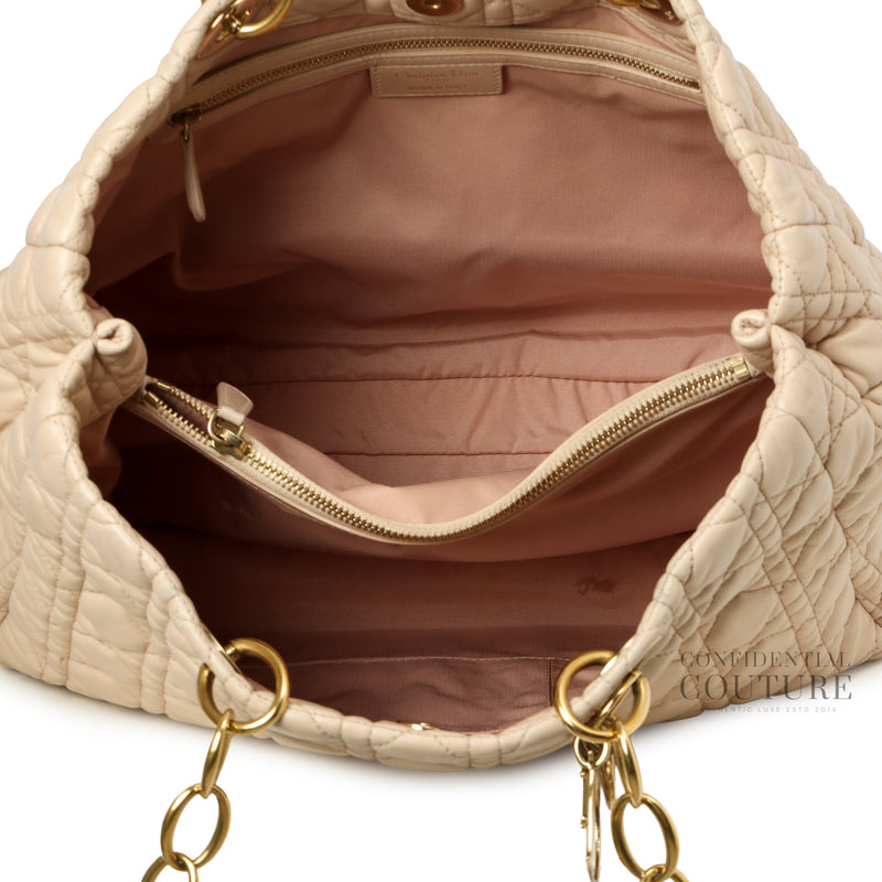 Pink Quilted Leather Medium Dior Soft Shopping Tote Bag