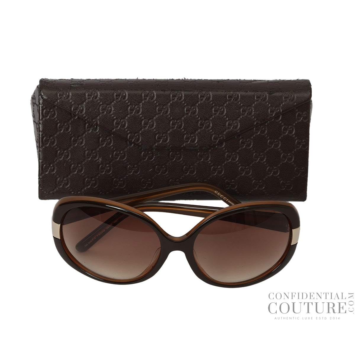 Brown Gradient Metal Frame Cat Eye Sunglasses