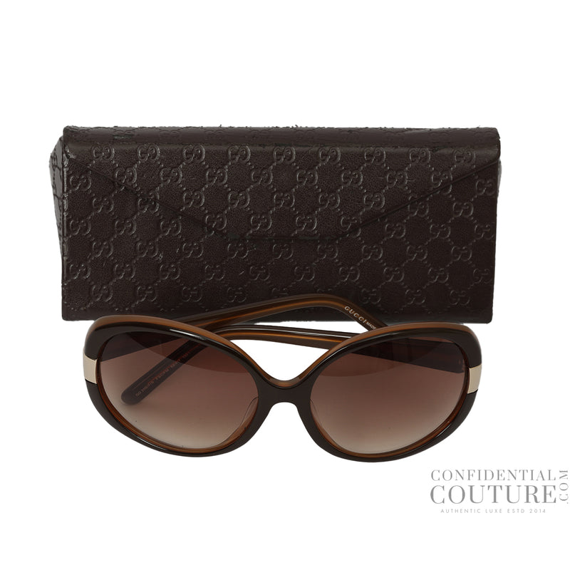 Brown Gradient Metal Frame Cat Eye Sunglasses