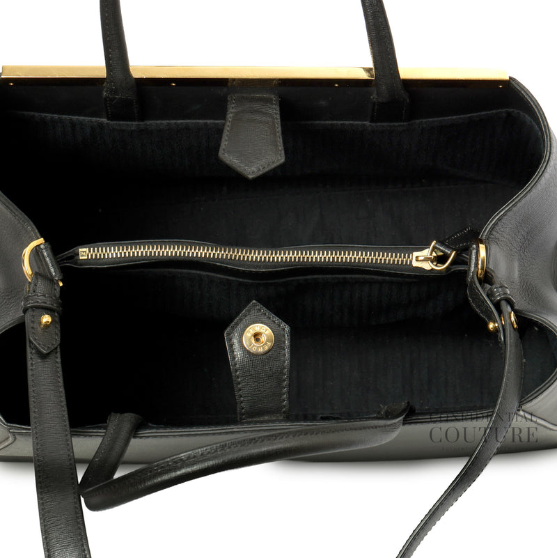 Black Vitello Leather Medium 2Jours Elite Tote