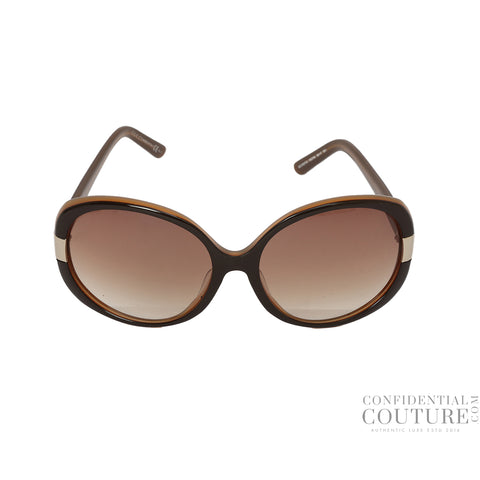 Brown Gradient Metal Frame Cat Eye Sunglasses