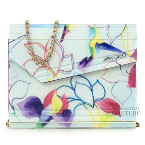 Candy White Hummingbird Acrylic and Leather Chain Clutch