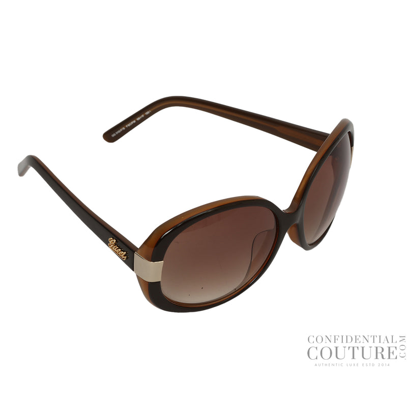 Brown Gradient Metal Frame Cat Eye Sunglasses