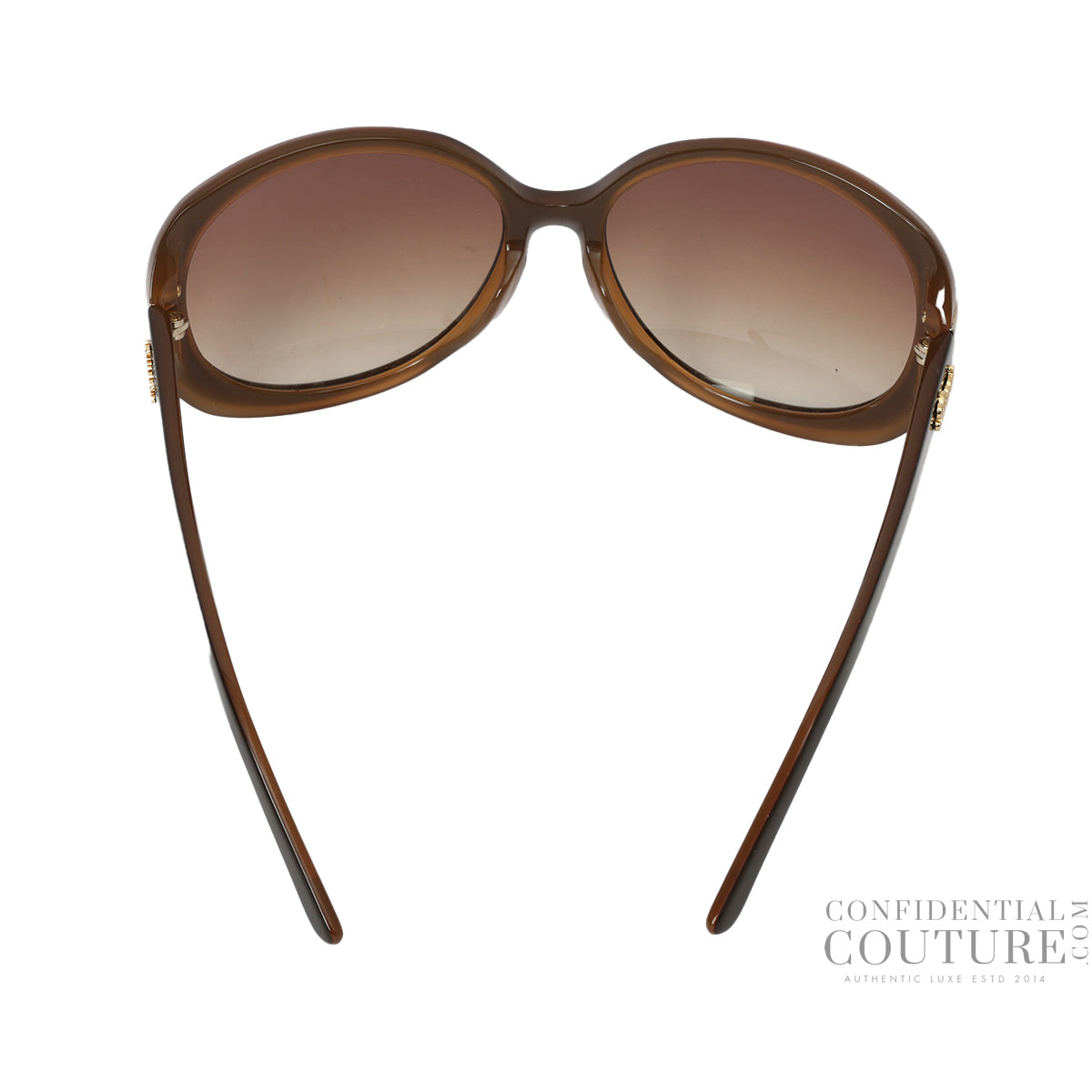 Brown Gradient Metal Frame Cat Eye Sunglasses