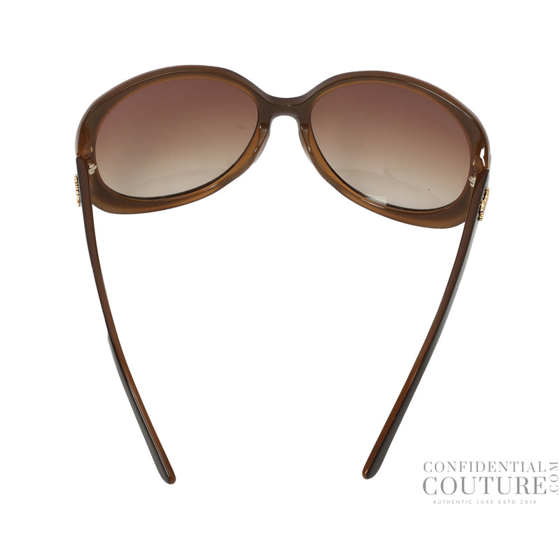 Brown Gradient Metal Frame Cat Eye Sunglasses