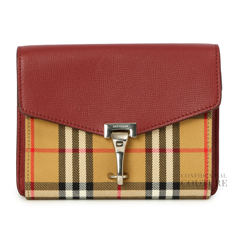 Macken House Check Canvas Burgundy Leather Crossbody Bag