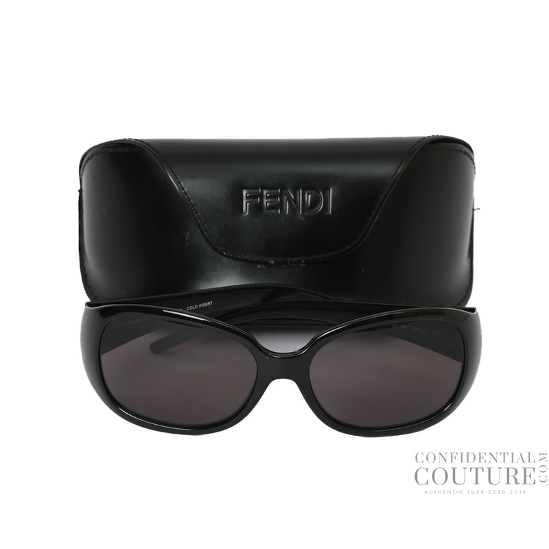 Pre-loved Fendi FS444 001 58O17 Black Acetate Monogram Sunglasses