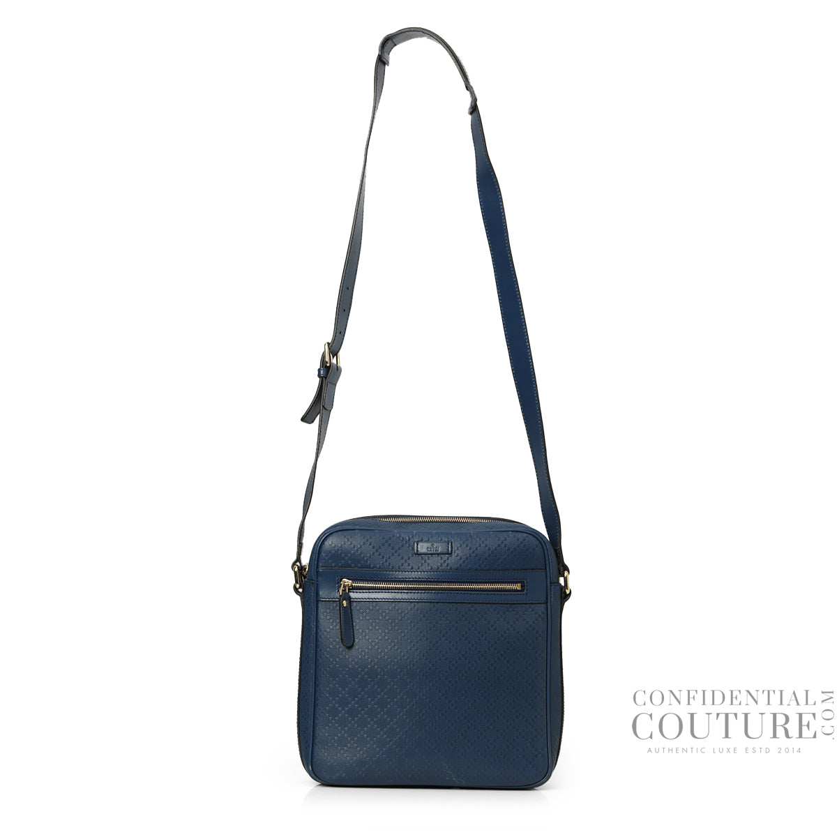 Blue Diamante Leather Medium Hilary Messenger Bag