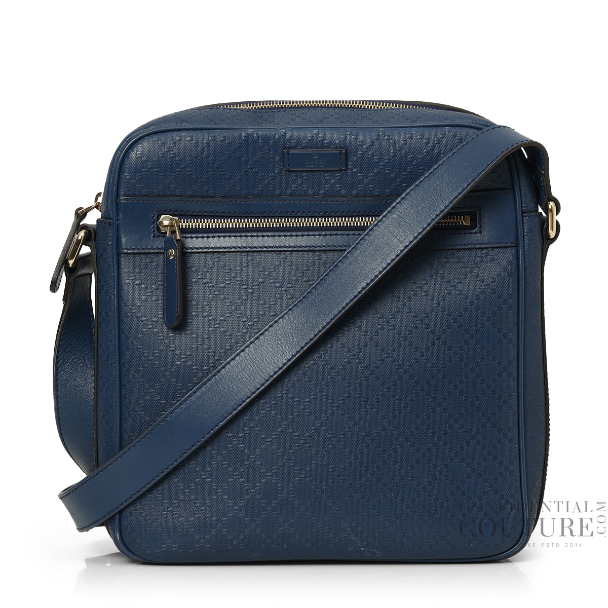 Blue Diamante Leather Medium Hilary Messenger Bag