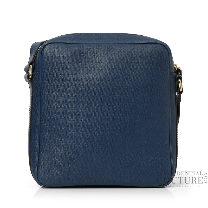 Blue Diamante Leather Medium Hilary Messenger Bag