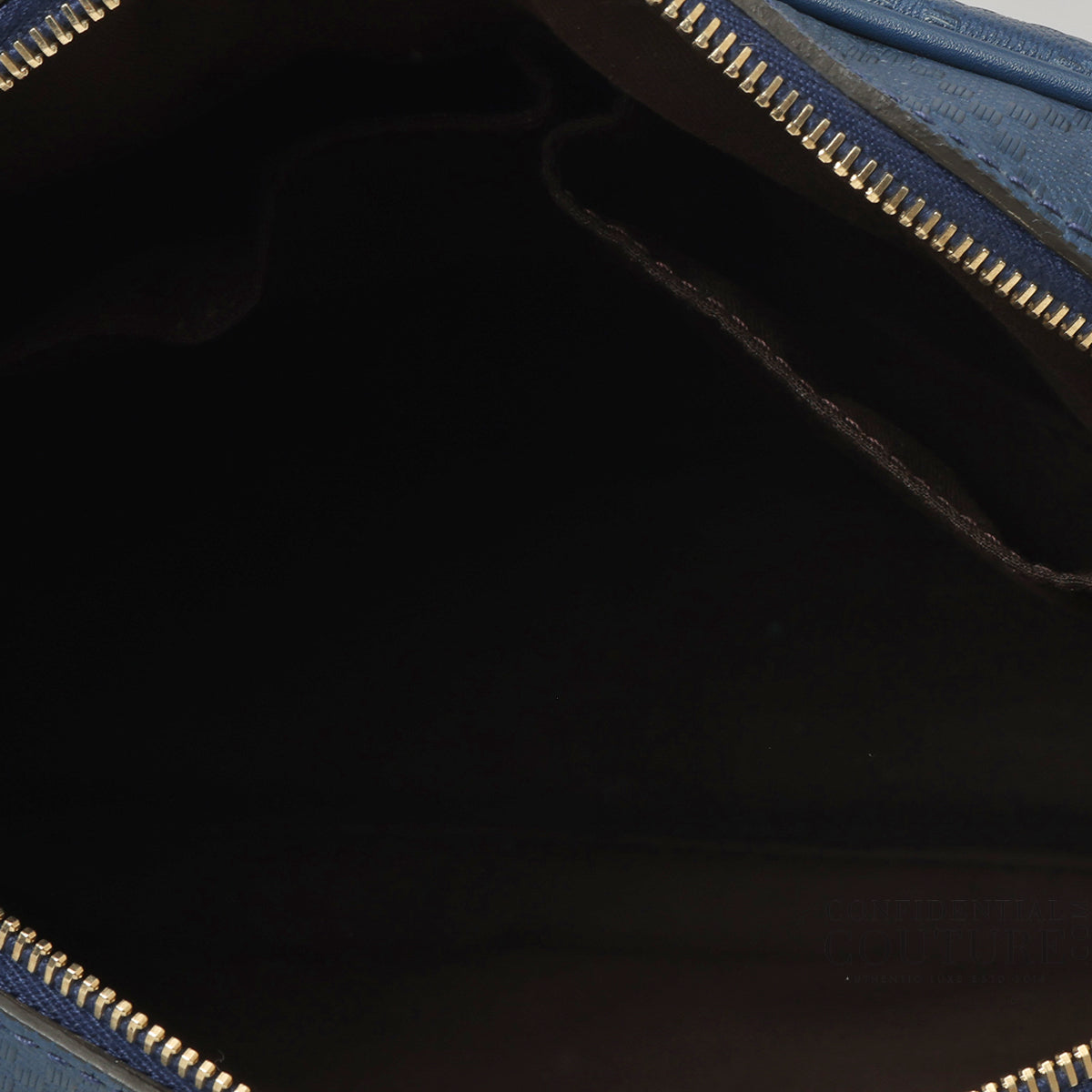 Blue Diamante Leather Medium Hilary Messenger Bag