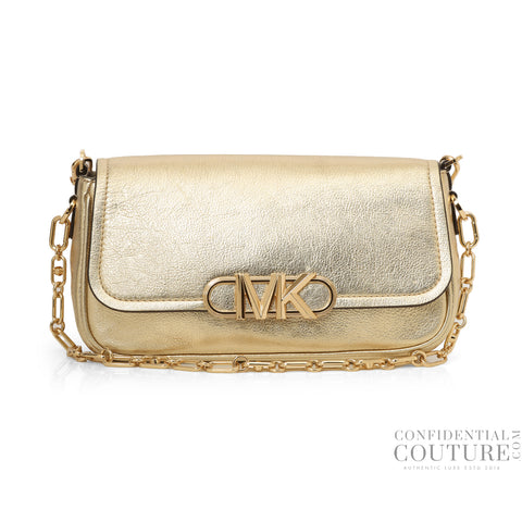 Parker Medium Gold Metallic Leather Shoulder Bag