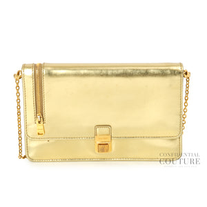 Gold Patent Leather Wallet On Chain Bag
