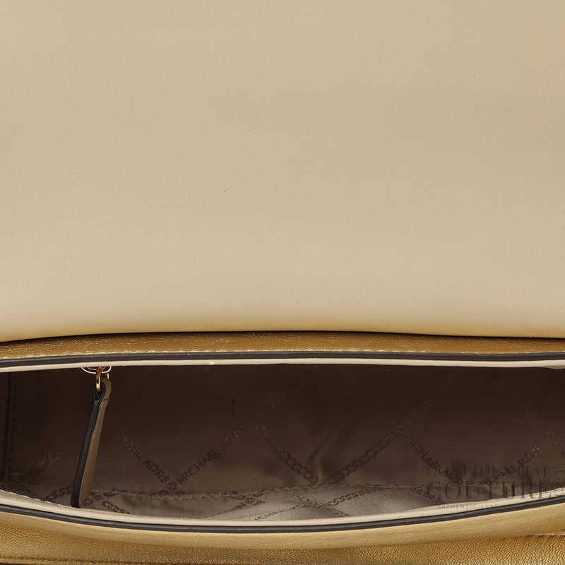 Parker Medium Gold Metallic Leather Shoulder Bag