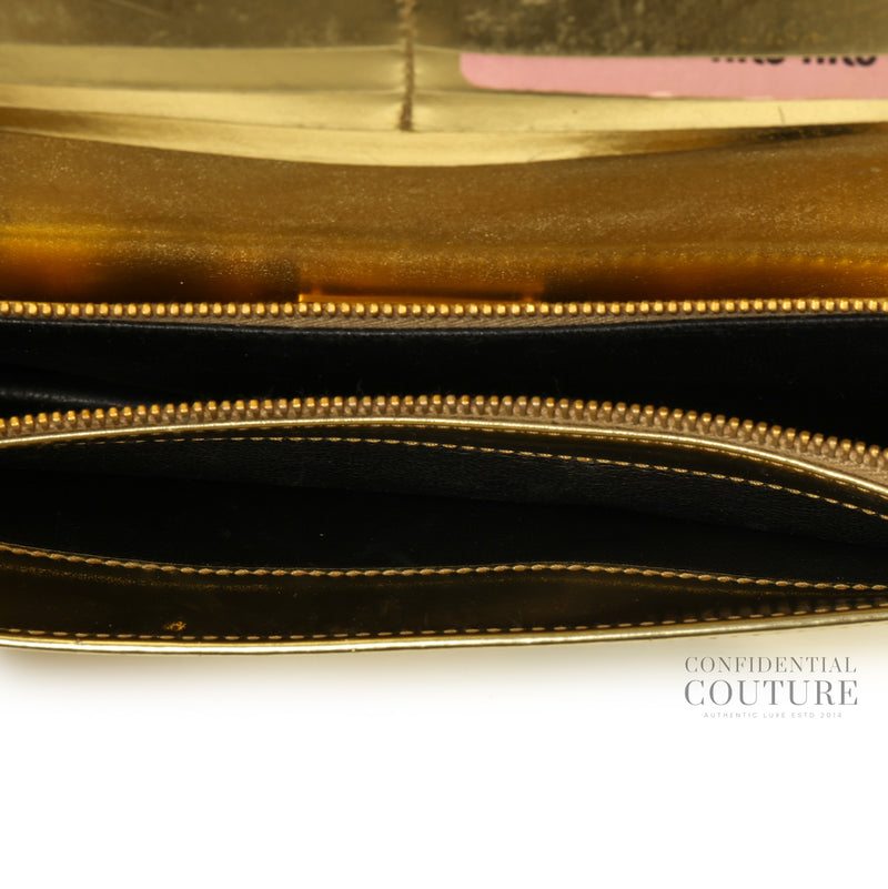 Gold Patent Leather Wallet On Chain Bag