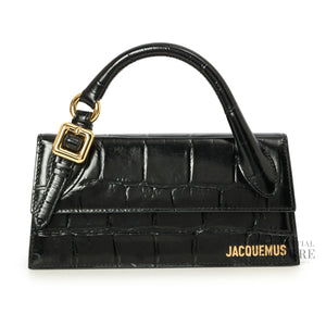 Black Croc-Embossed The Long Chiquito Boucle Bag