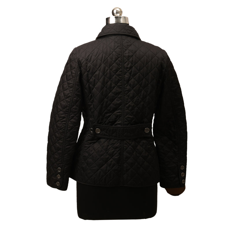 Women pre loved burberry button front quilted jacket m