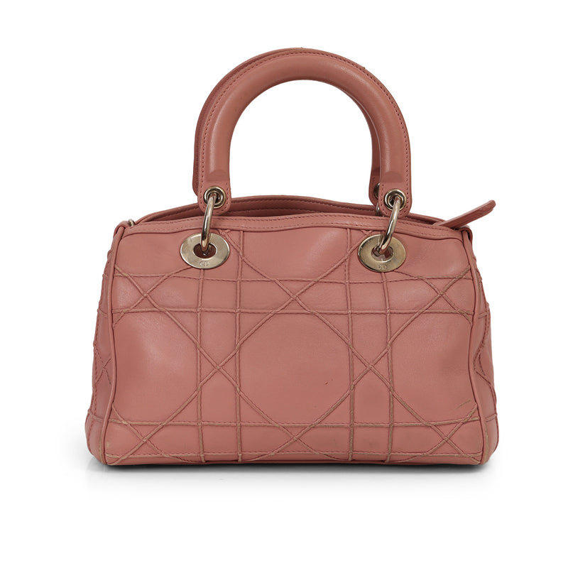 Cannage Quilted Lambskin Leather Granville Polochon Pink Small Bag